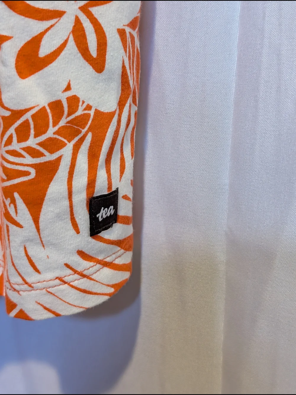 Tea Collection Orange and White Floral Short-Sleeve Dress